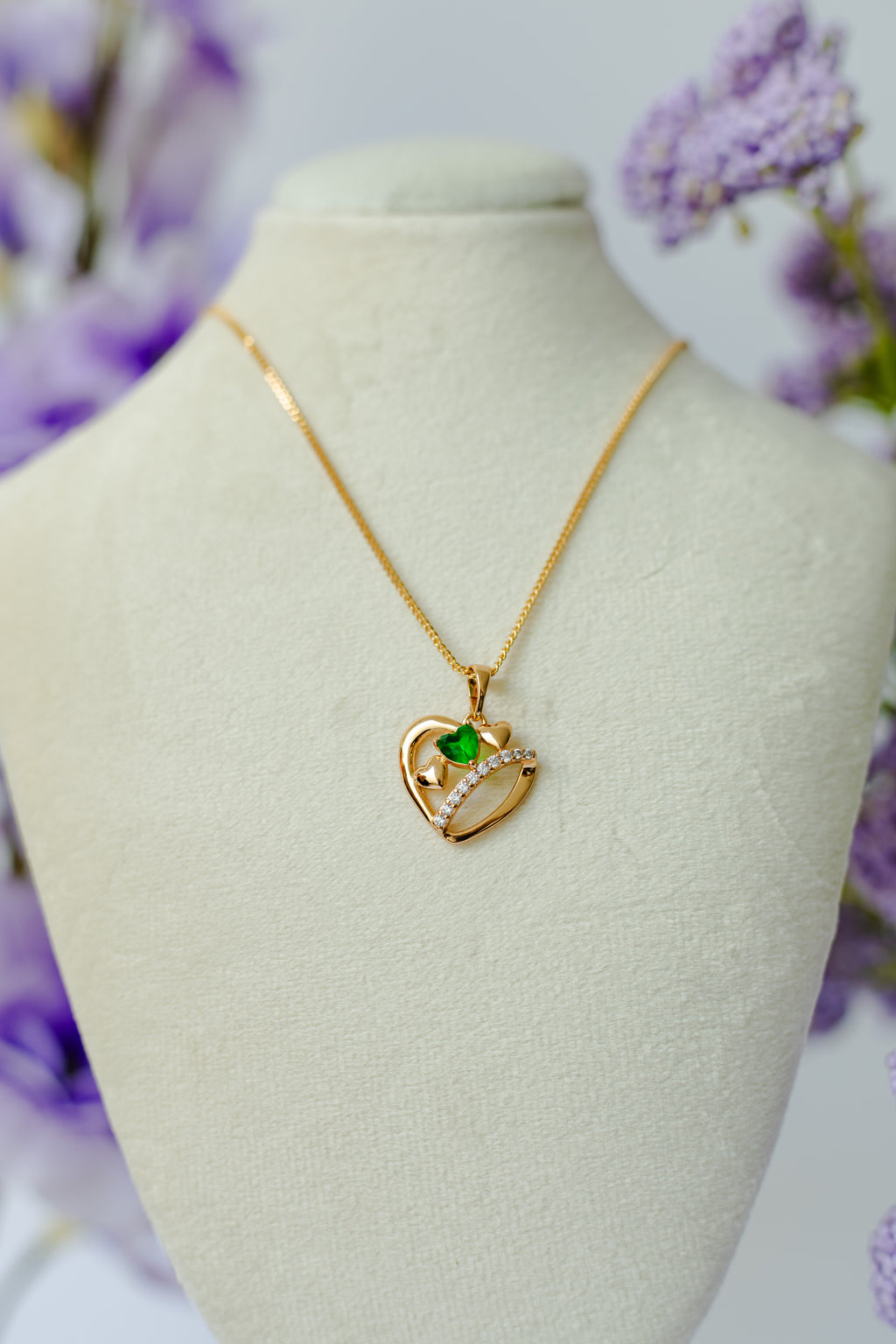 Collar Dije Triple Corazon Cristal (Variantes)