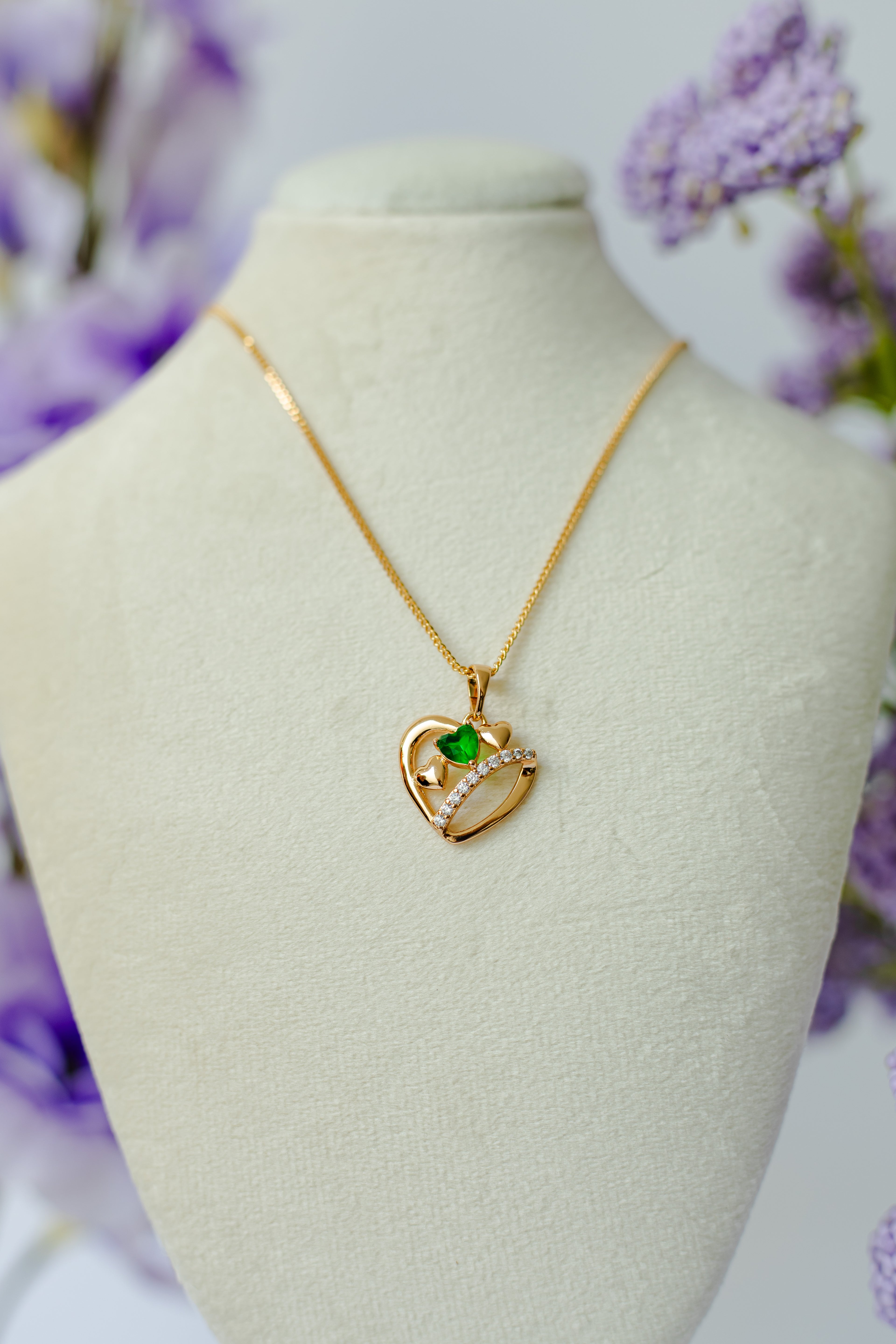 Collar Dije Triple Corazon Cristal (Variantes)