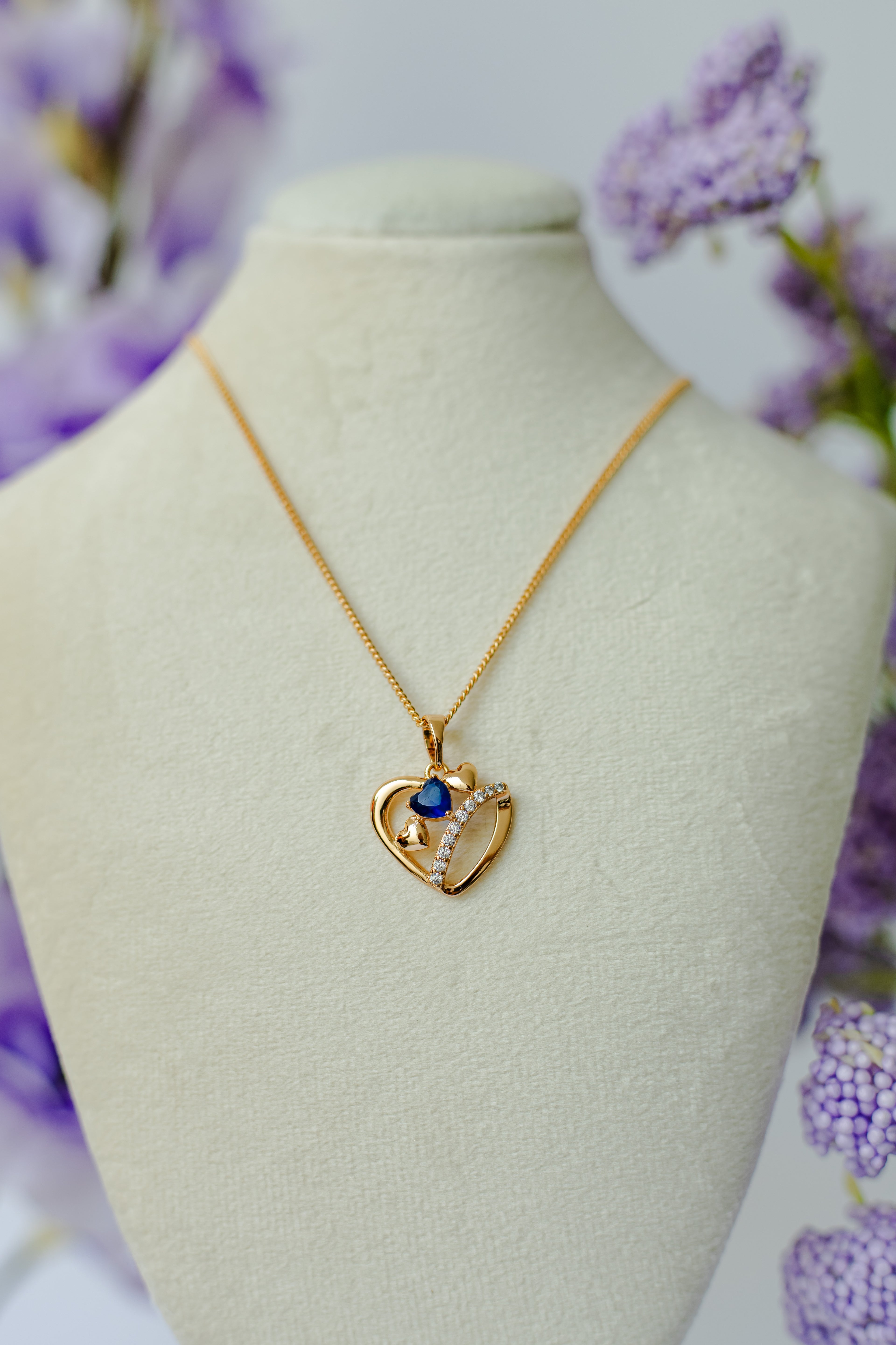 Collar Dije Triple Corazon Cristal (Variantes)