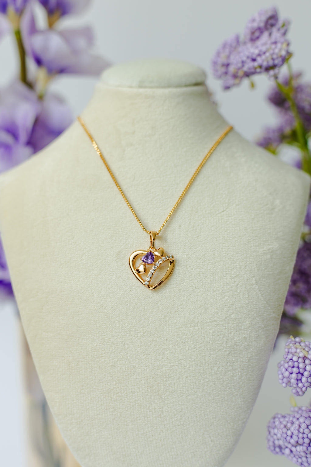 Collar Dije Triple Corazon Cristal (Variantes)