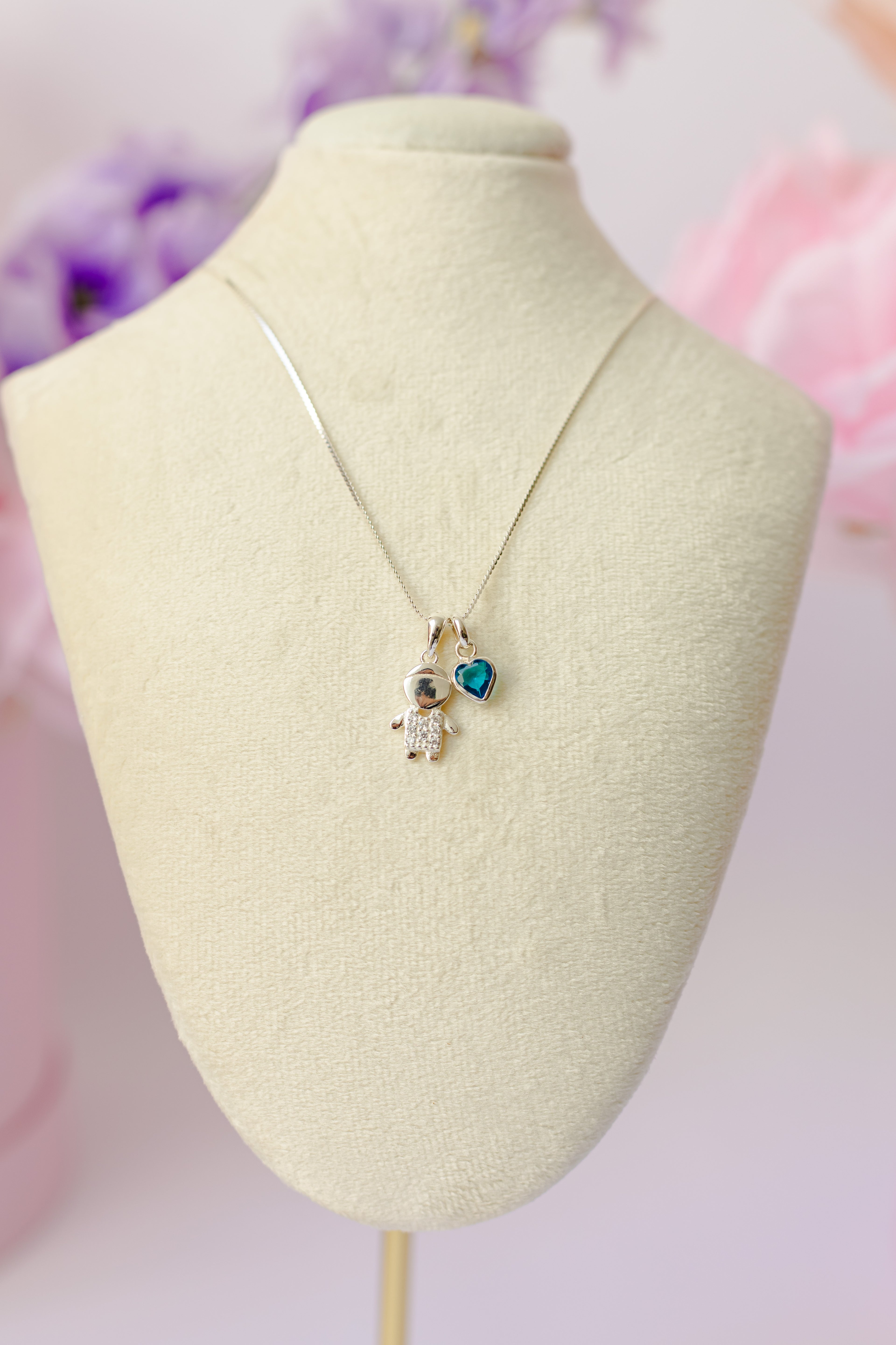 Collar Dije Nino + Corazon Cristal (Variantes)