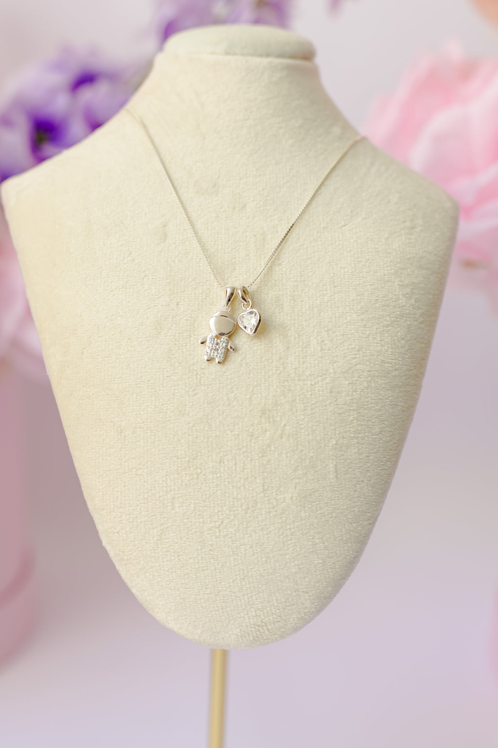 Collar Dije Nino + Corazon Cristal (Variantes)
